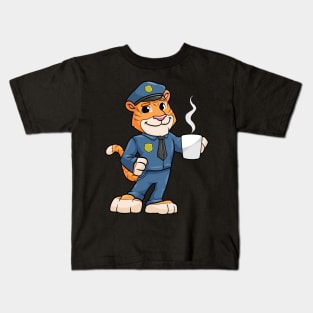 Tiger as Police officer with Police hat and Drink Kids T-Shirt